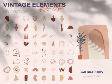 Minimalist abstract nature art shapes boho style. doodle natural concept. Modern hand drawn plant leaf and tropical shape decoration set.