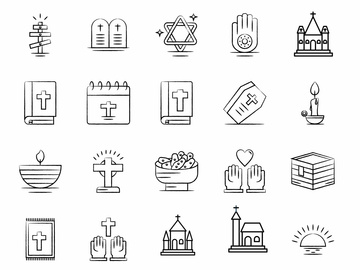 Church icons set vector images