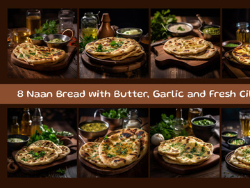 Naan Bread with Butter, Garlic and Fresh Cilantro