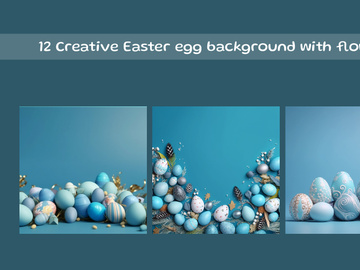 Creative Easter egg background with flowers