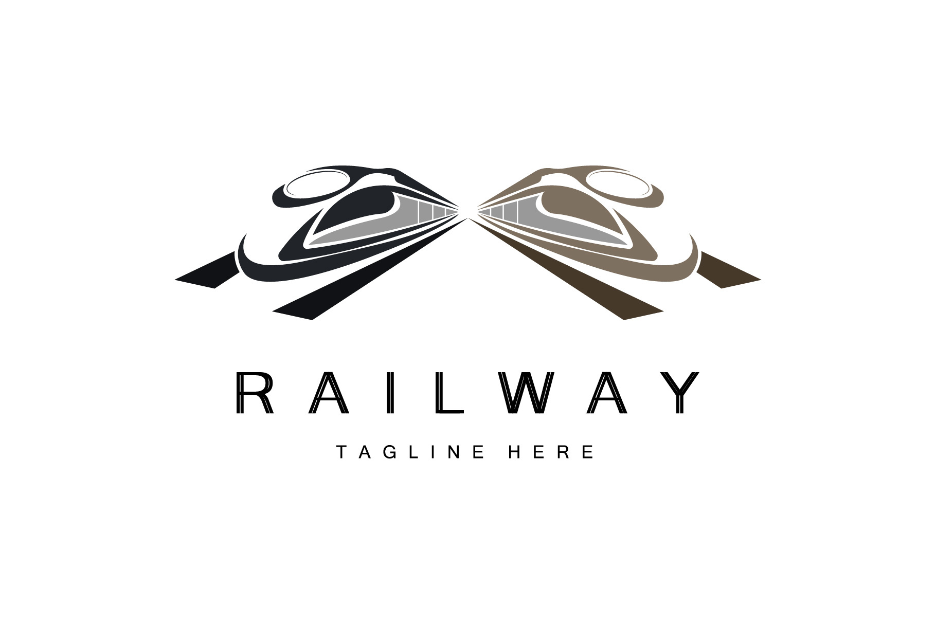 Train Logo Design. Fast Train Track Vector, Fast Transport Vehicle Illustration