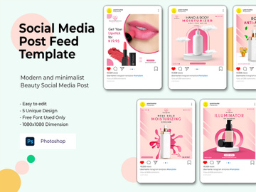 Beauty Cosmetic Social media post template PSD