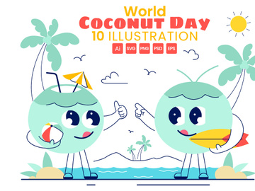 10 World Coconut Day Illustration