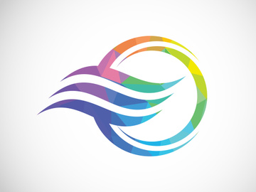 Air conditioner low poly logo sign symbol. Hot and cold symbol