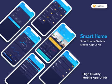 Smart Home Mobile App Dark Version (SKETCH)