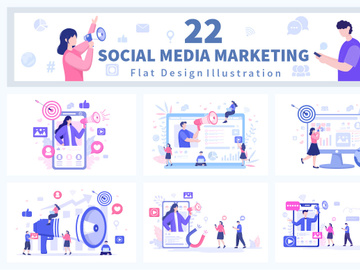22 Social Media Marketing Flat Illustration
