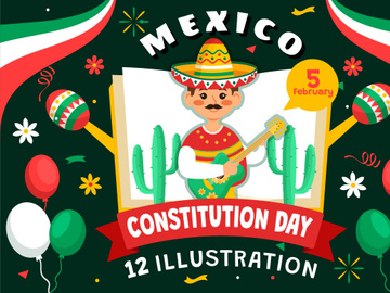12 Constitution Day of Mexico Illustration