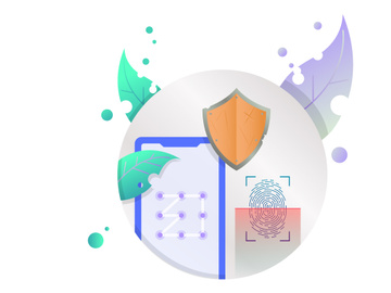 Mobile security by finger print and code illustration vector icons