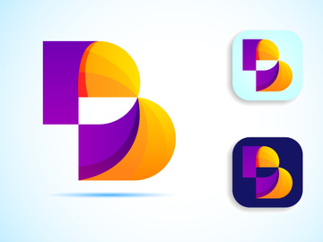 Abstract initial alphabet B logo design. Multi-color gradient letter icon vector illustration.