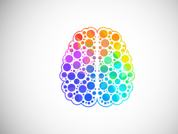 Modern low poly style brain logo design, Geometric and triangle brain logo icon sign symbol.