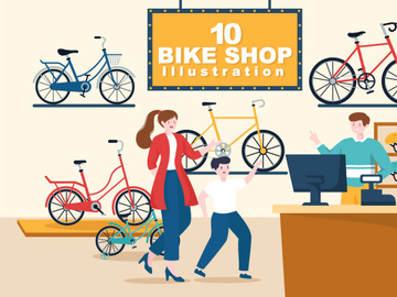 10 Bike Shop Illustration