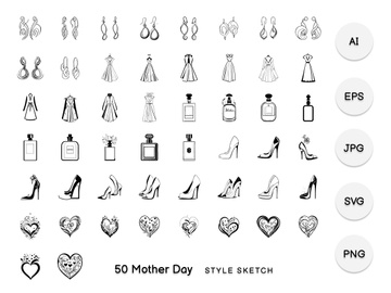 Mother Day Element Draw Black