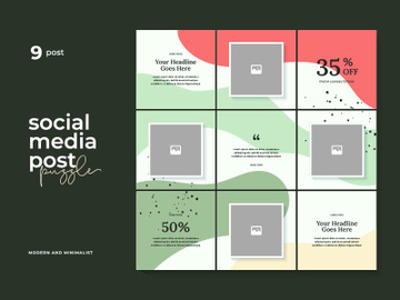 Social Media Post Template Instagram Puzzle Vector