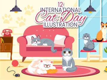 12 International Cat Day Illustration