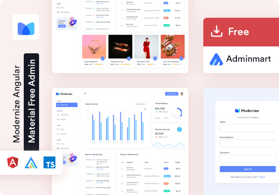 Modernize Free Angular Admin Dashboard Template by ~ EpicPxls