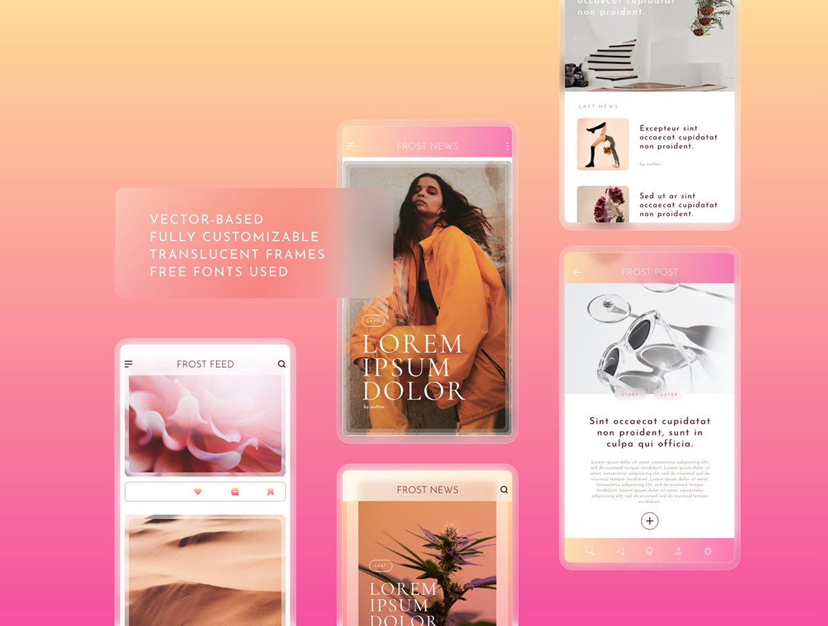 Glass Frost Feed UI Kit 01 - Demo Gratis