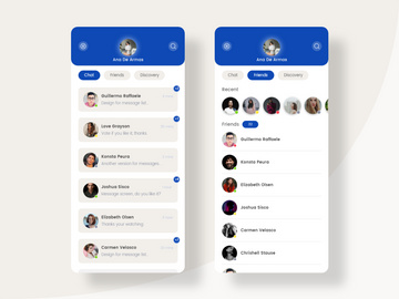 Chat and Friends screens for Social app
