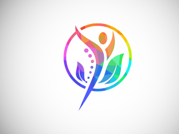 Low Poly Medical Chiropractic Concept Logo Design Template