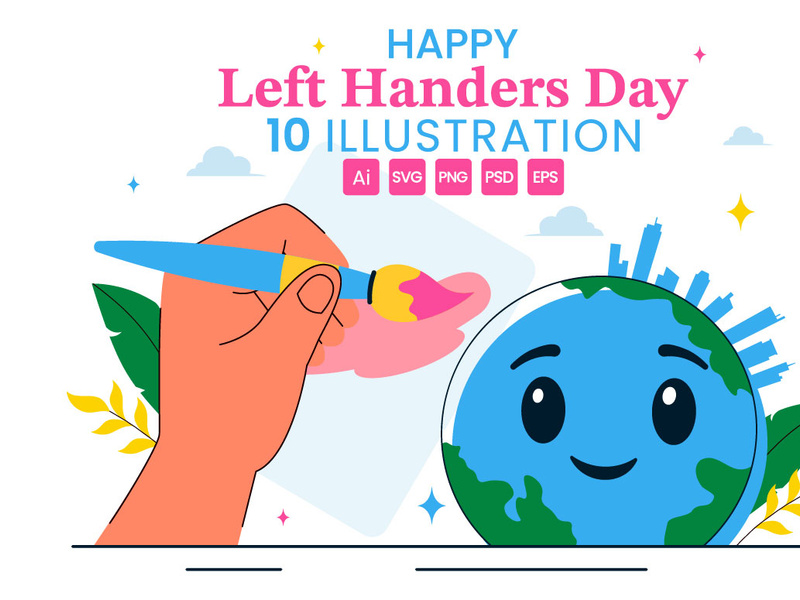 10 Happy Left Handers Day Illustration by denayuneep ~ EpicPxls