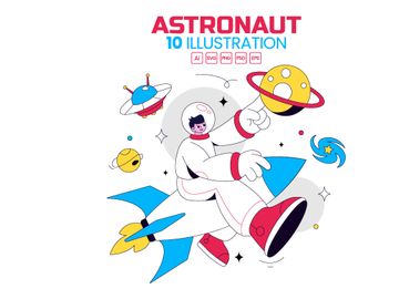 10 Astronaut Vector Illustration