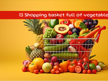 Shopping basket full of vegetables and fruits