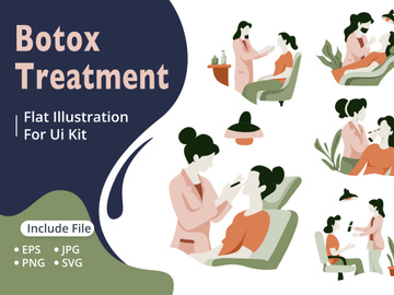 Botox treatment flat illustrations
