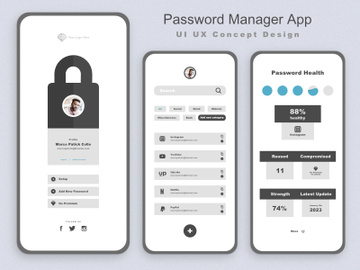 Modern Clean Password Manager App UI UX Concept Design