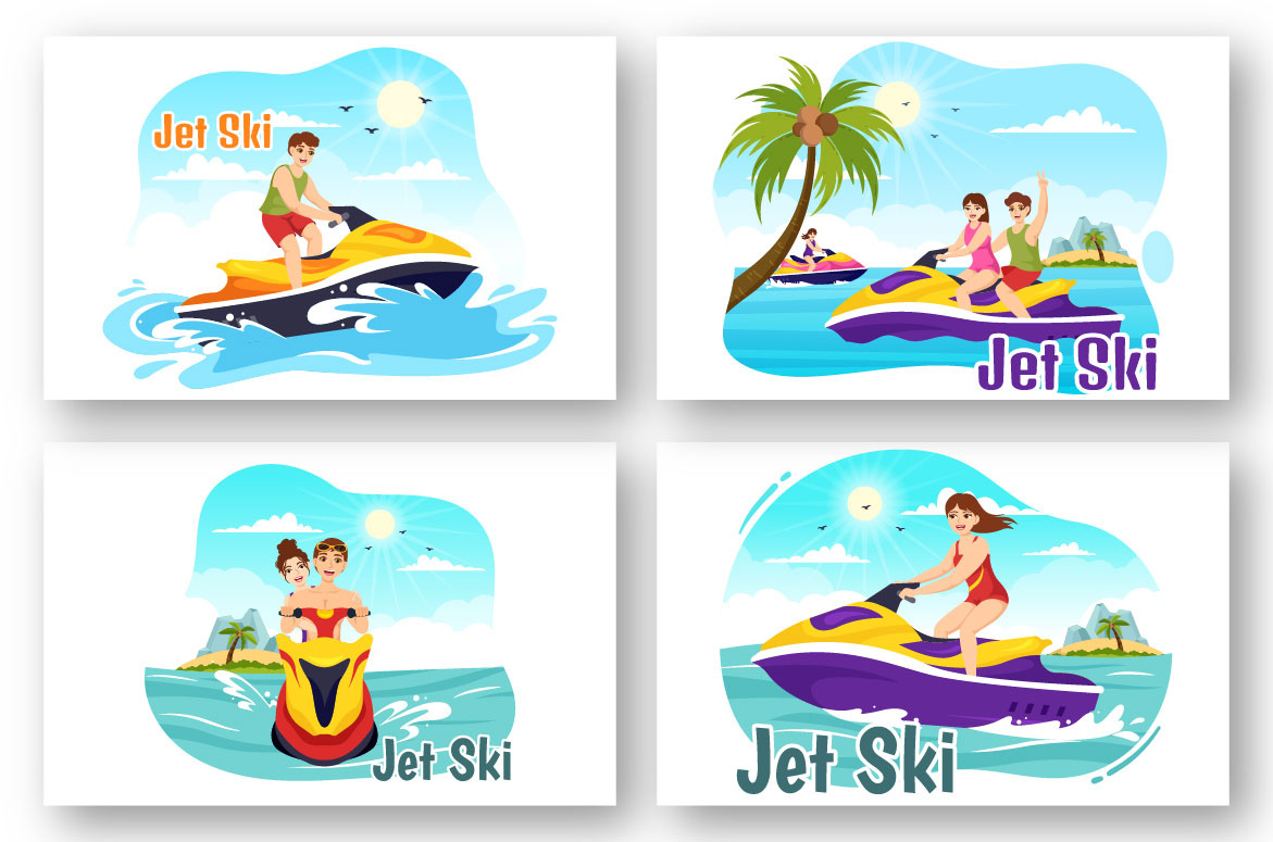 Ilustrasi 15 Orang Naik Jet Ski