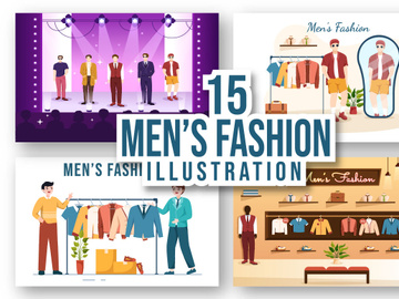 15 Fashion Men Trendy Outfits Illustration