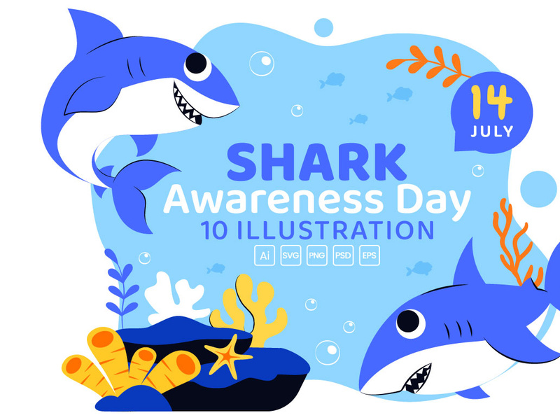 10 Shark Awareness Day Illustration by denayuneep ~ EpicPxls
