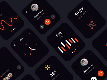 Clock Watch UI Kits - 2 Color Options