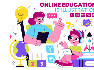 10 Online Education for Kids Illustration