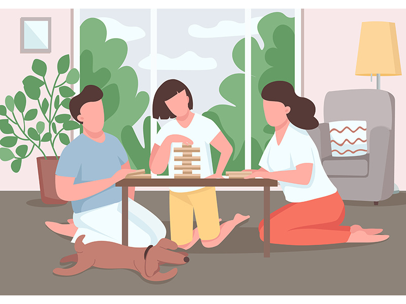 Family play board game flat color vector illustration by EpicPxls