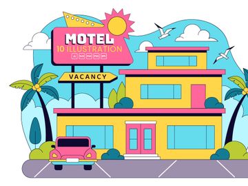 10 Retro Roadside Motel Illustration