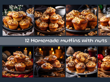 Homemade muffins with nuts
