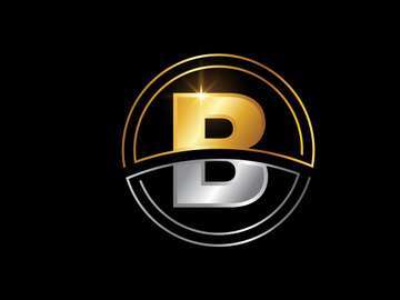 Initial English alphabet with circle frame. Golden and silver color alphabet symbol for corporate business identity