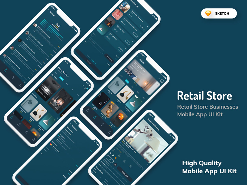 Retail Store Mobile App Dark Version (SKETCH) by 3djagan ~ EpicPxls