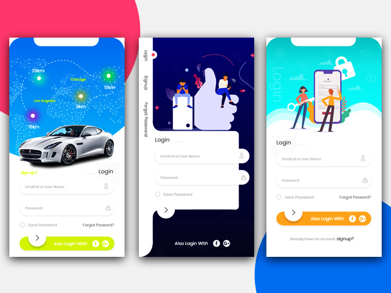 Multi Service App Login Screen Pack UI Kit