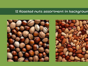 Roasted nuts assortment in background