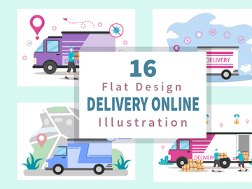 16 Online Delivery Flat Illustration