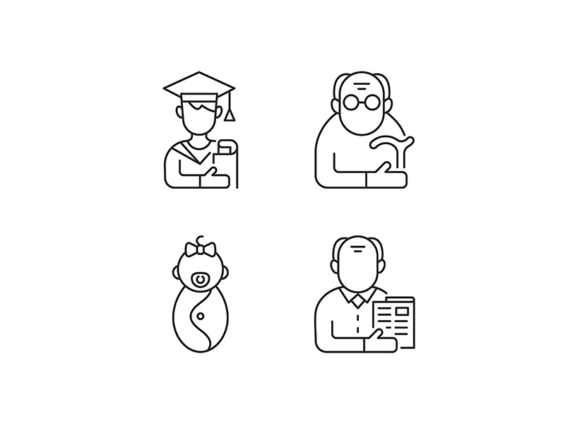Aging process linear icons set by bsd studio ~ EpicPxls