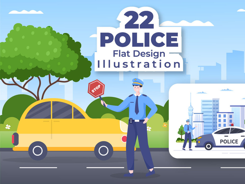 22 Police Design Illustration by denayuneep ~ EpicPxls