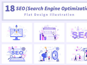 18 SEO Engine Optimization Vector Illustration