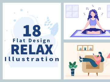 18 Relax at Home Vector Flat Illustration