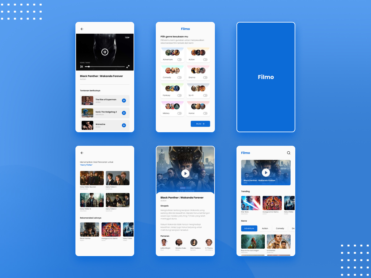 Film Streaming UI Kit for Figma - 5 High-Quality Screens