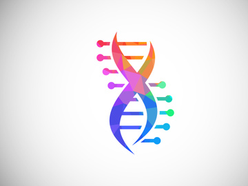 Polygonal DNA vector logo. Genetics logo design concept. Logo for medicine, science, laboratory, business, and company identity