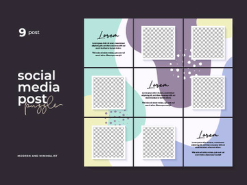 Social Media Post Template Instagram Puzzle Vector
