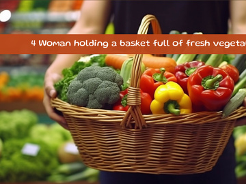 Woman holding a basket full of fresh vegetables