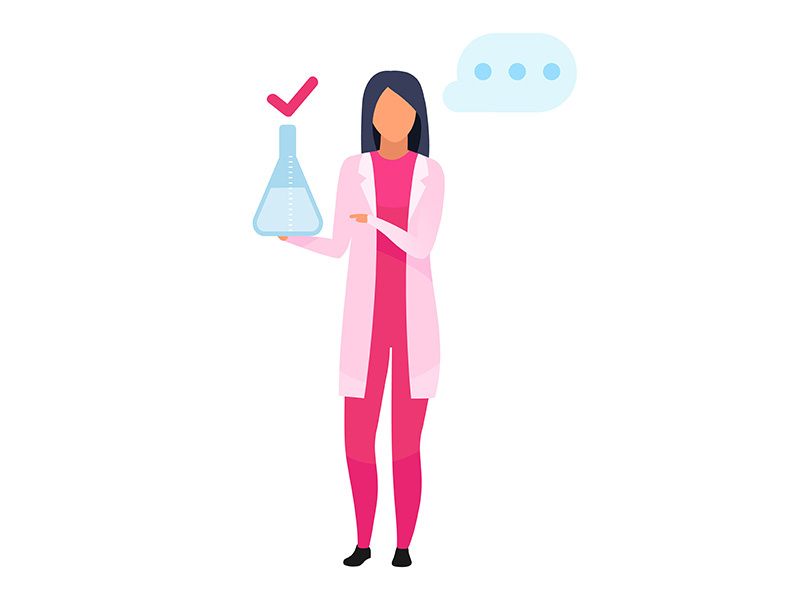 Woman with lab flask flat vector illustration by The Img ~ EpicPxls