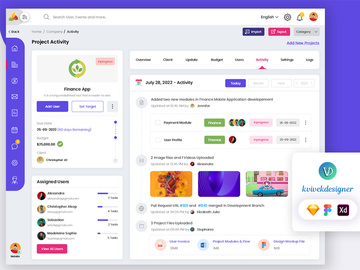 Admin Project Activity Dashboard Page Web UI Template
